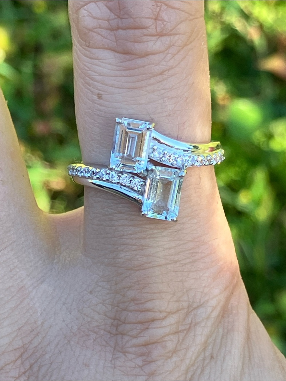 Genuine Aquamarine Sterling Silver Ring Size 9